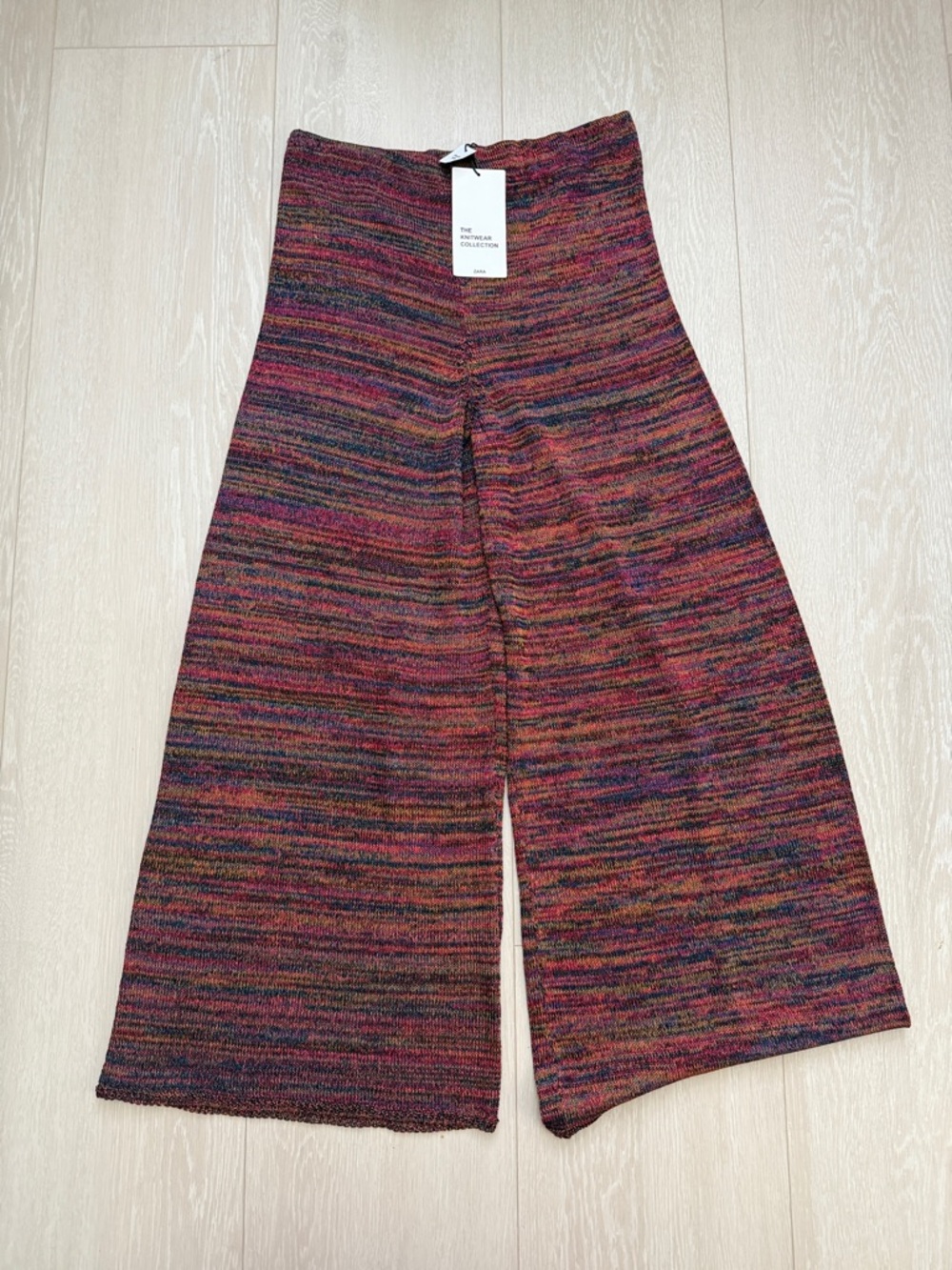 Zara Multicolor Italian Yarn Wide-Leg Cropped Knit Pants 🐣